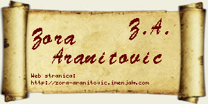 Zora Aranitović vizit kartica
